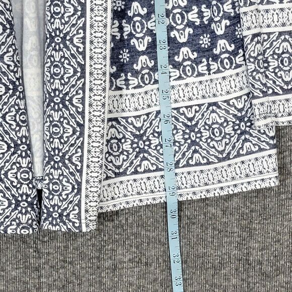 Dalia Cardigan Womens Small Blue & White Open Front Soft Stretchy Boho Tunic Top - Picture 4 of 11